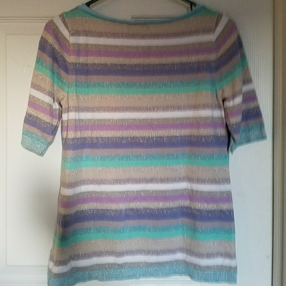 ☄️Liz Claiborne Striped Short Sleeved Sweater☄️ - Picture 2 of 2